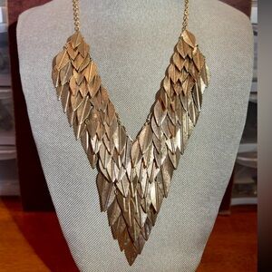 Vintage Giant Gold Statement Necklace V shaped necklace
